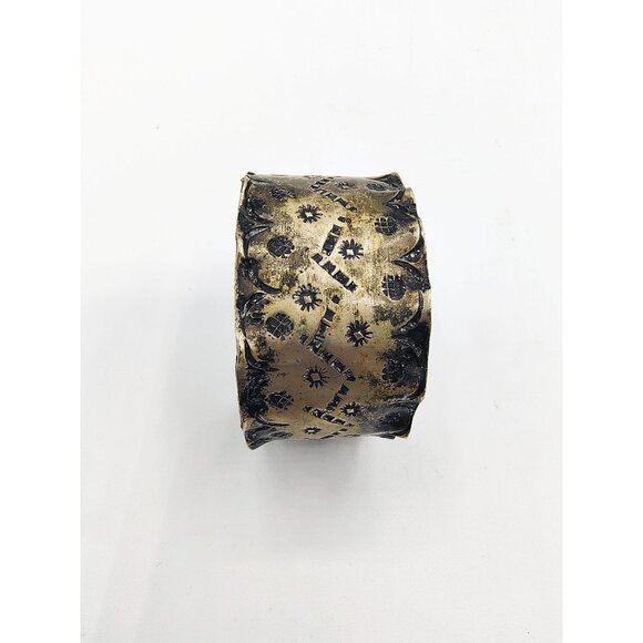 Napkin Ring Large Hand Tooled Metal Vintage Estate Artisan Scalloped Edge - Picture 5 of 10